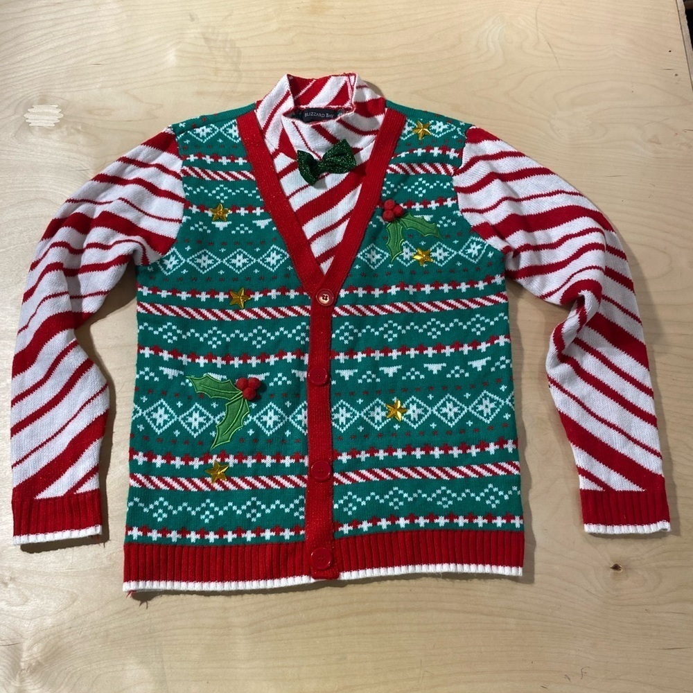 Blizzard Bay Festive Green and Red Men's Sweater Medium (KK)